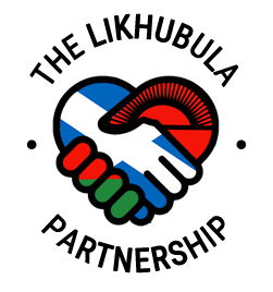 Dunblane Likhubula Partnership Logo - Two hands forming a heart. Malawi Flag Scottish Flag